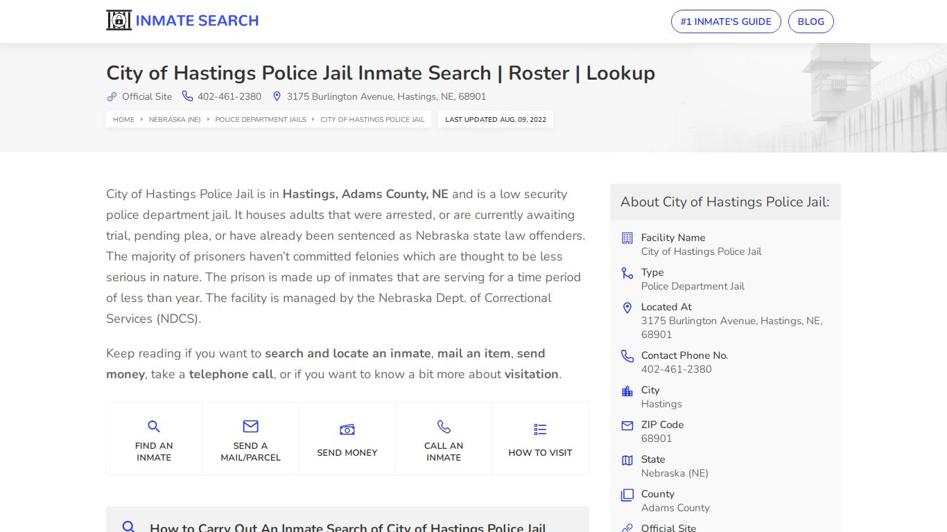 City of Hastings Police Jail Inmate Search | Roster | Lookup